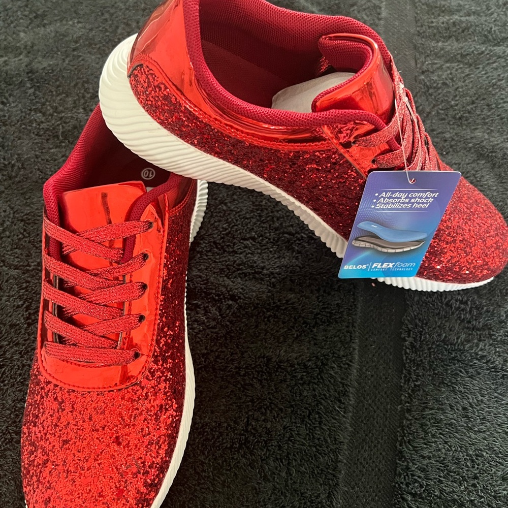 NEW Red Glitter Women's Sneakers